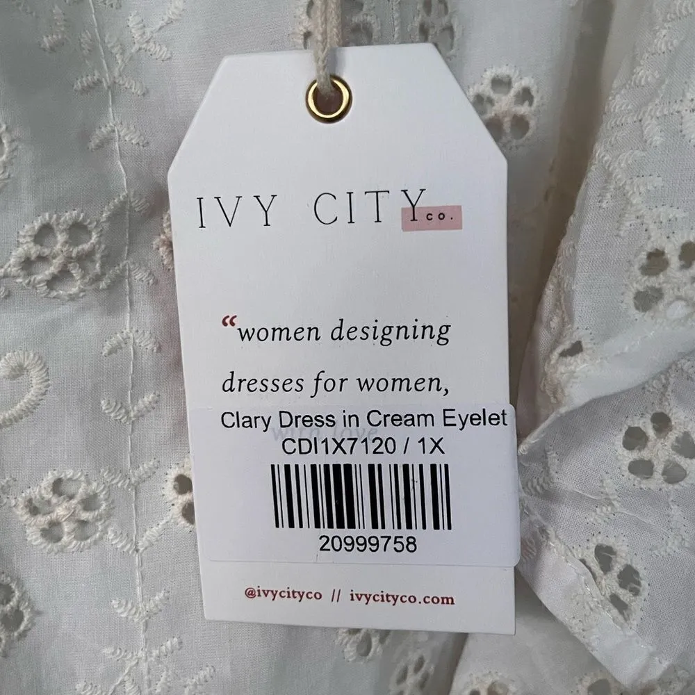 Ivy City Clary Dress in Cream Eyelet NWT 1X White - Image 5