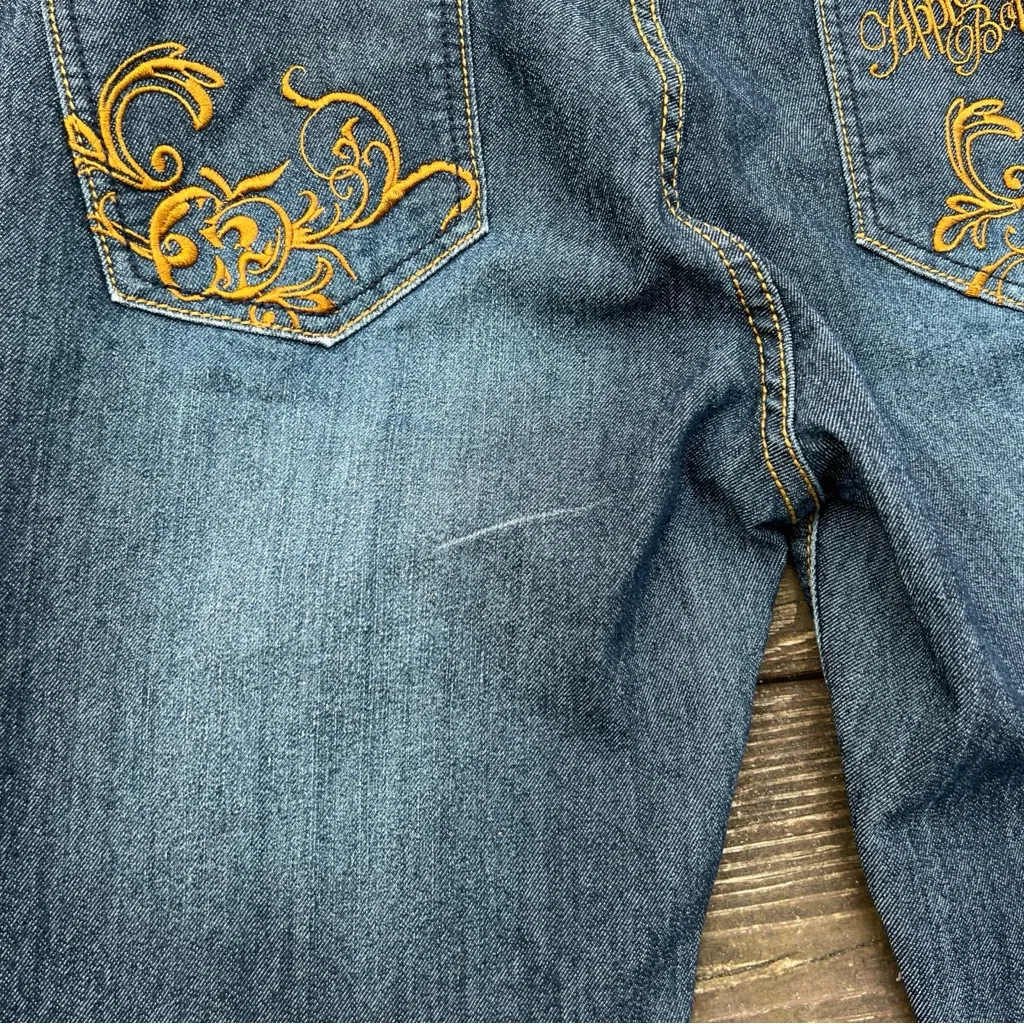Apple Bottom Jeans Women’s Distressed Studded Embroidered Grunge Y2K|Size:11/12 - Image 3