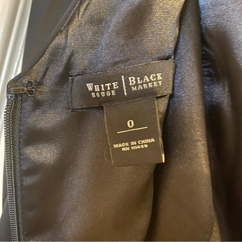 White House Black Market Black Ruched Midi Dress - Image 8