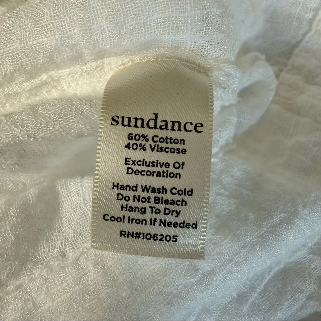 Sundance Gauze Peasant Top Womens XS Extra Small White Blouse Boho Western Shirt - Image 4