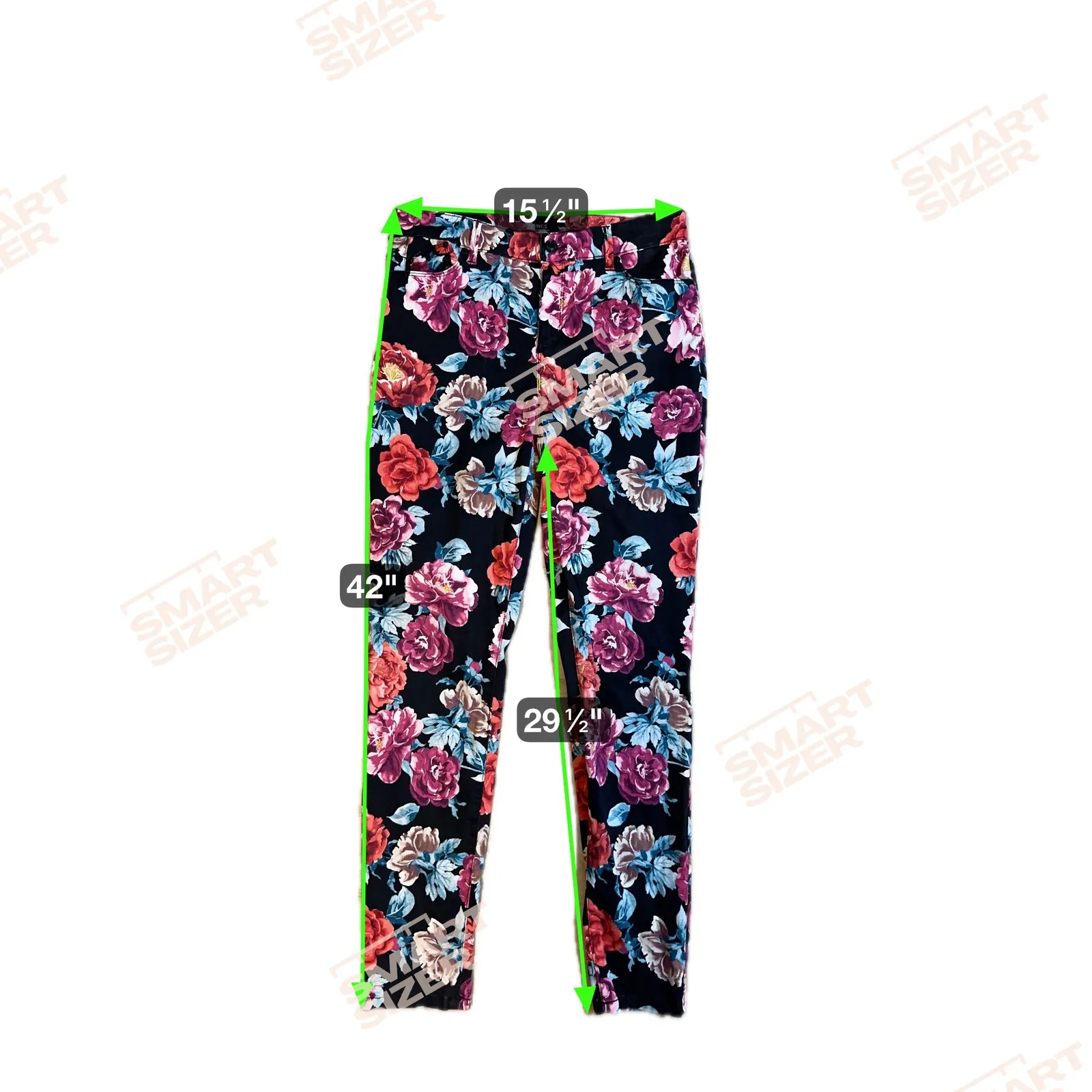 Chicos Black Sateen Rose Floral Jegging Pants‎ Size 8R Stretch Slim Fit Casual - Image 10