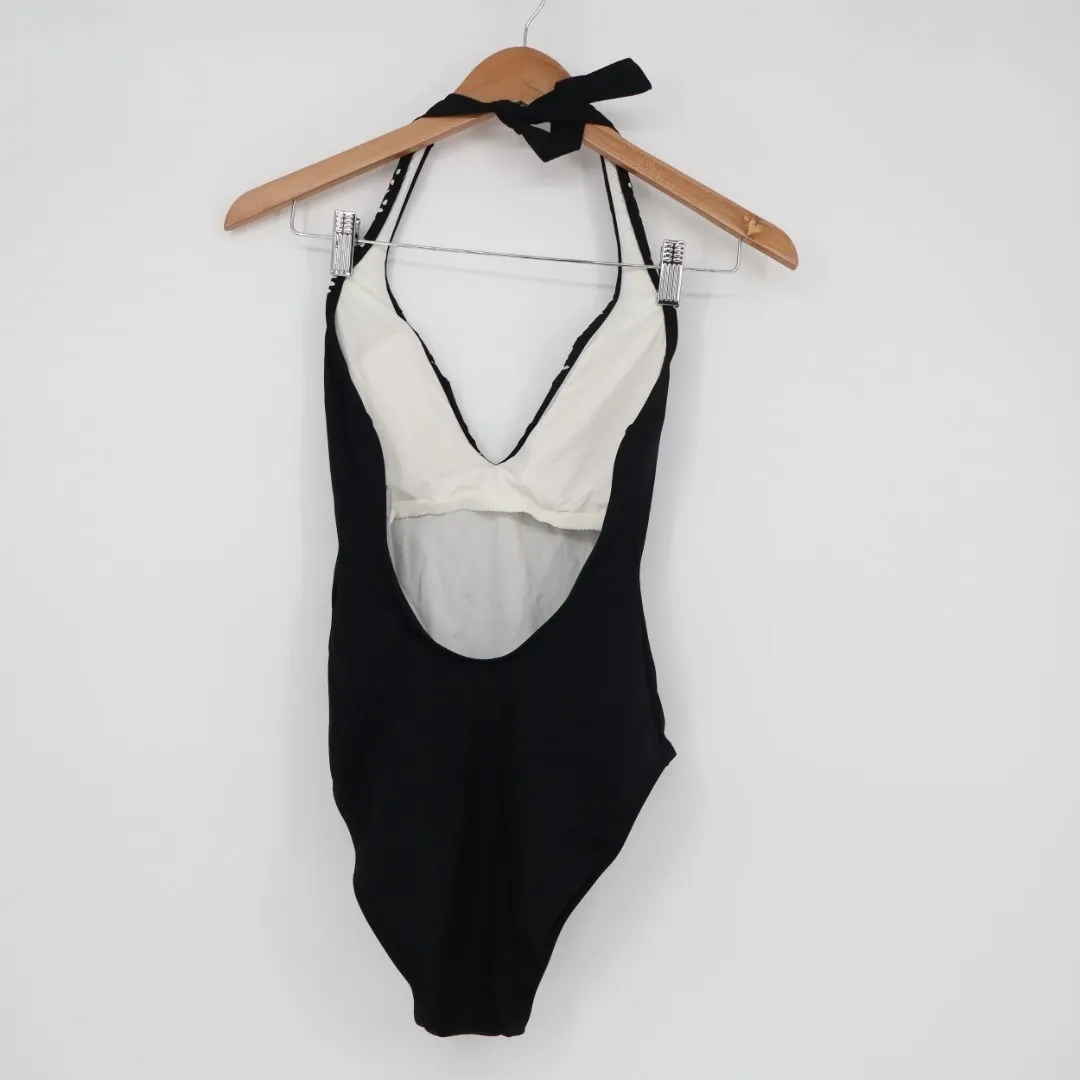 Polo Ralph Lauren One-Piece Womens S Black Laser Cut Plunge Halter Neck Swimsuit - Image 5