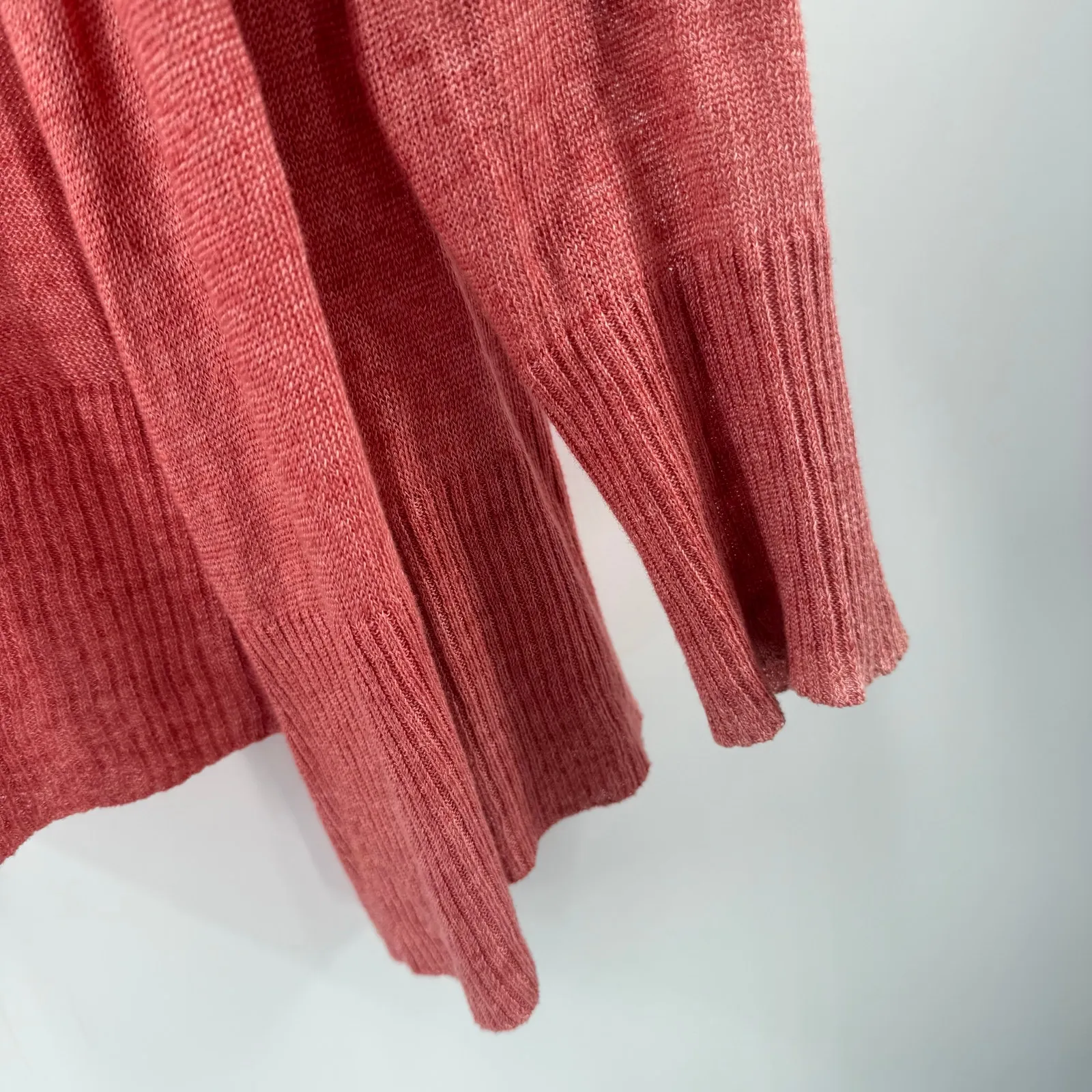 Eileen Fisher Cardigan Women's Small NEW 100% Italian Linen Coral/Salmon NWOT - Image 8