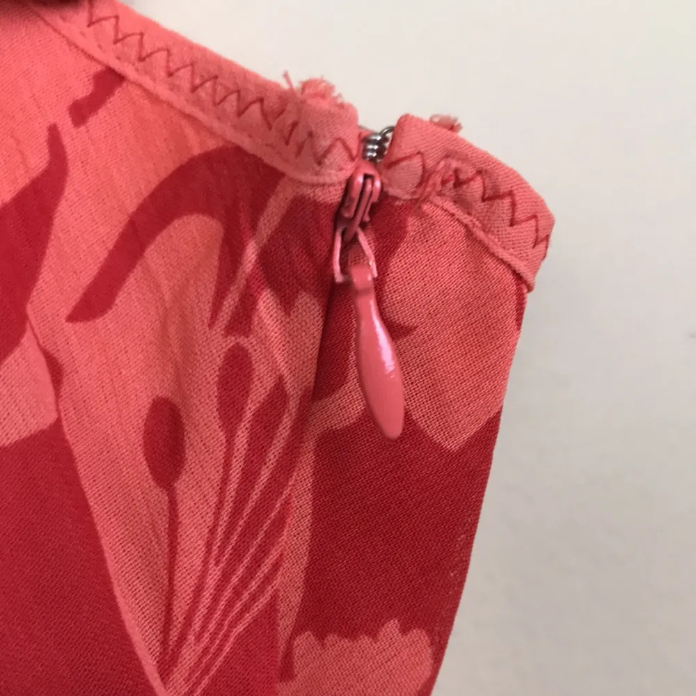 VTG American Eagle Women’s Red Floral Print Lettuce Trim Tank Sheath Dress - Image 8