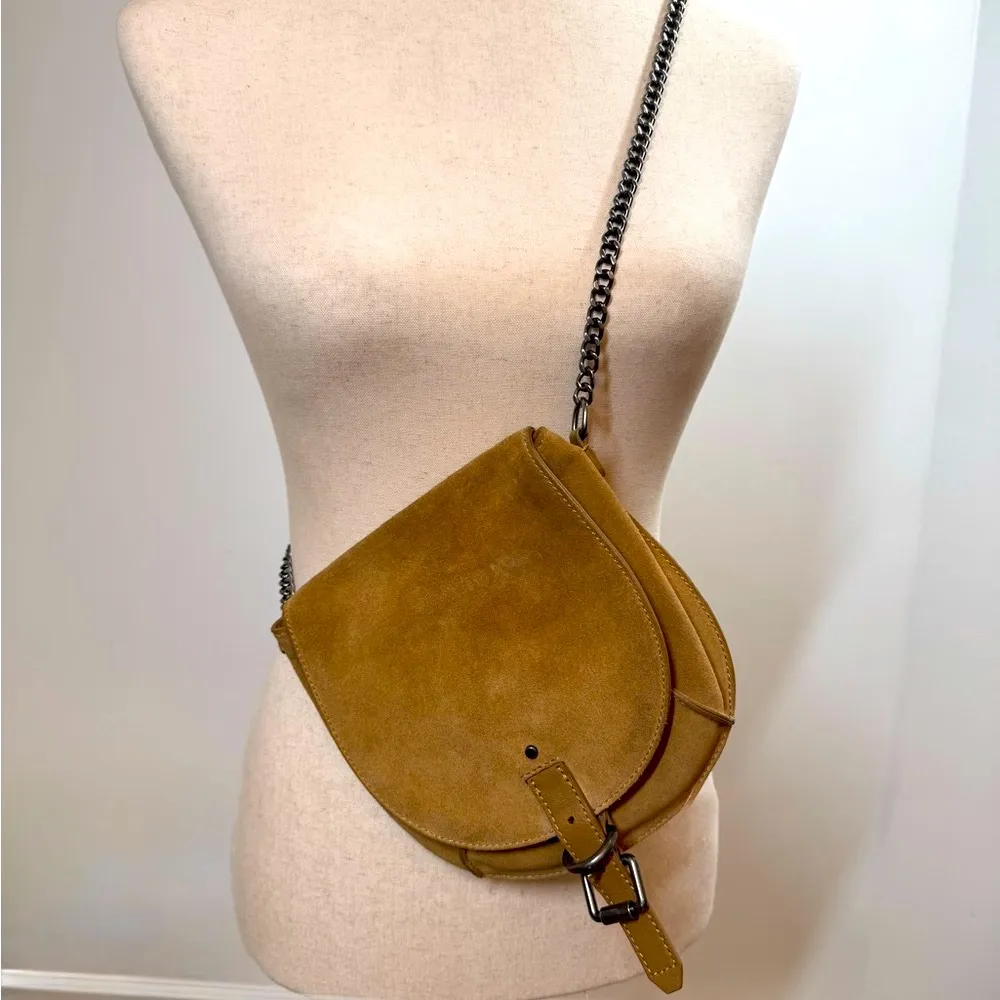 Lucky Brand Tan suede Crossbody Bag with Saddle Style - Image 2