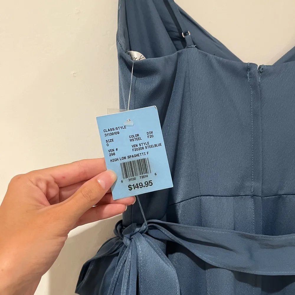 David’s Bridal Spaghetti Strap Crepe Ruffle Bridesmaid Dress - Image 3