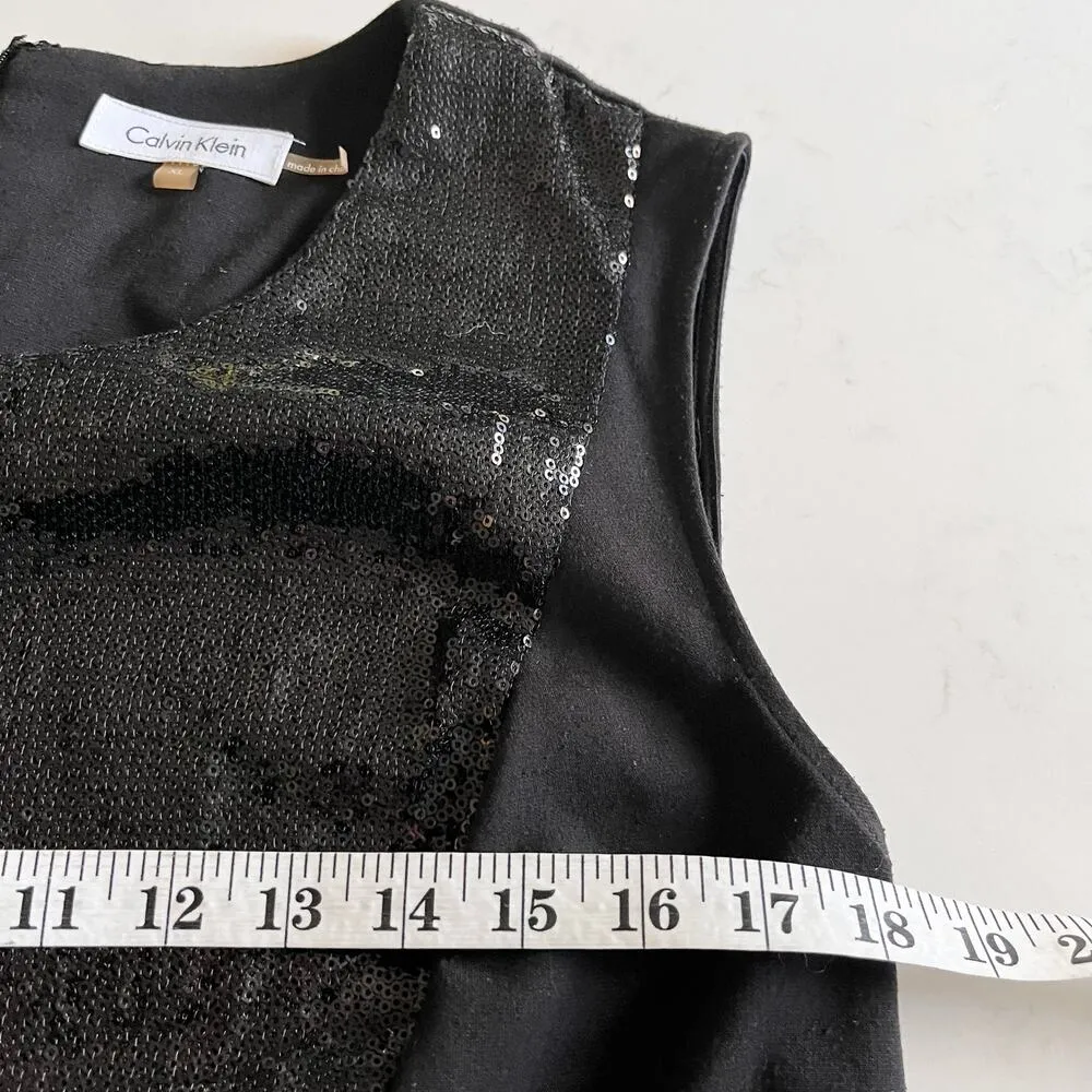Calvin Klein Black Sleeveless Sequin Embellished Dressy Evening Top Size XL - Image 6