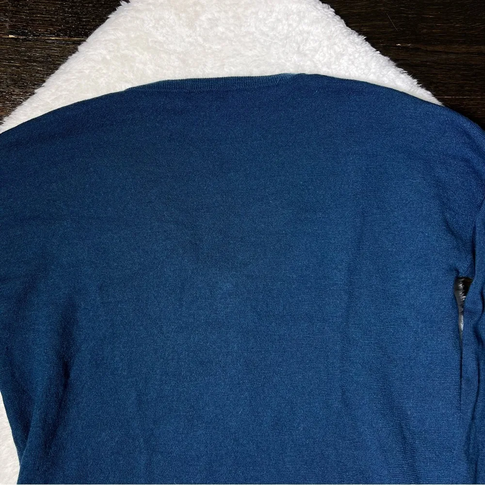 J. Crew Blue Merino Wool V-Neck Side Pocket Sweater - Image 7