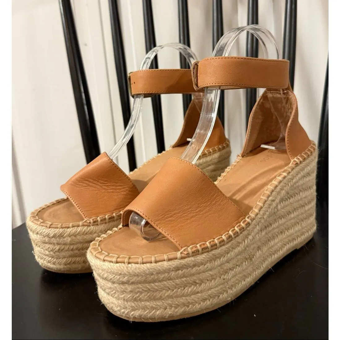 Soludos platform espadrille wedge leather sandals size 6 - Image 3
