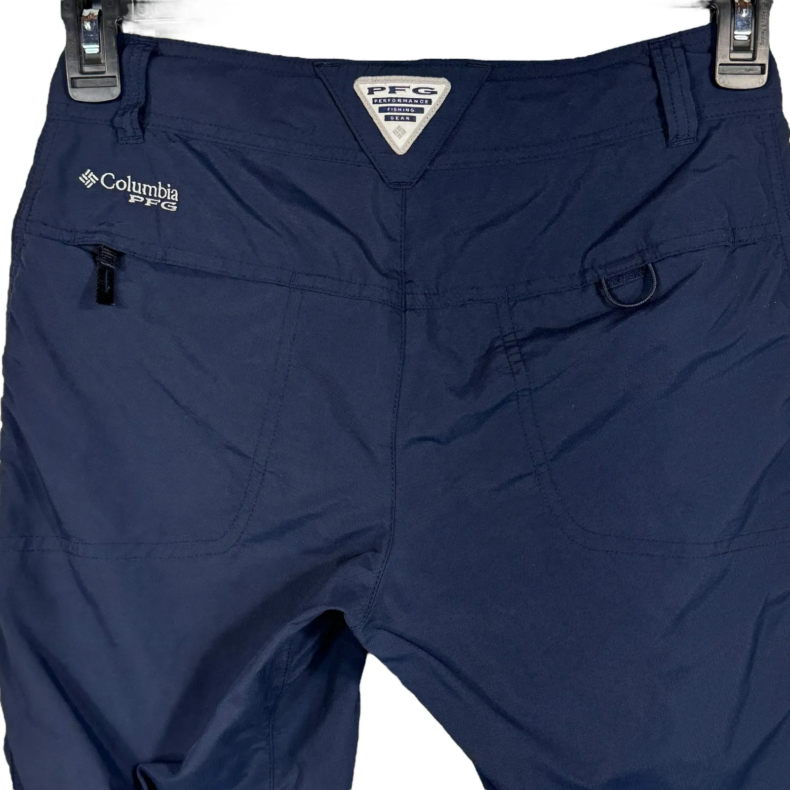 Columbia SZ 2 PFG Capris Pants Low-Rise Adjustable Waist Cargo Pocket Navy Blue - Image 5