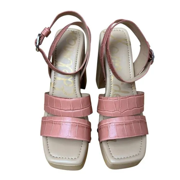 Sam Edelman Women’s 7 US Terracotta Rose Block Heel Ankle Strap Leather Sandals - Image 2