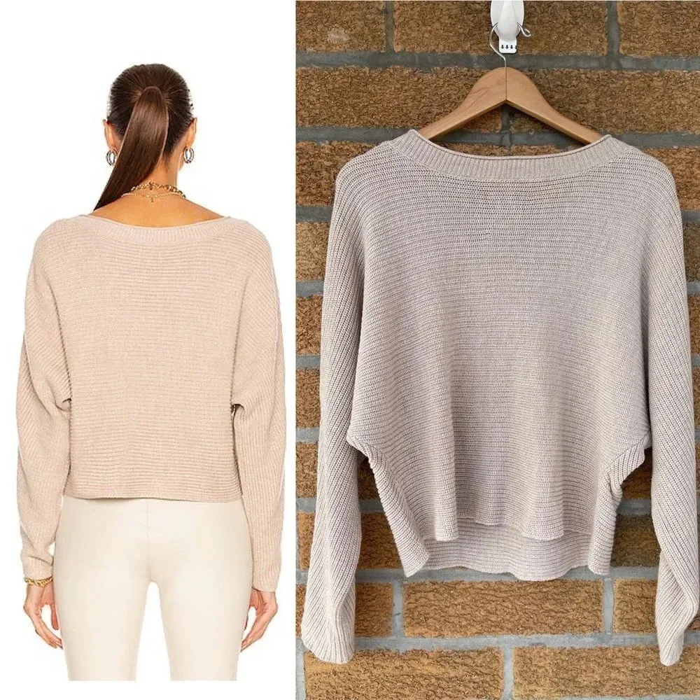 Le Ore Lodi Ribbed Sweater Size S Cropped Almond Tan - Image 2