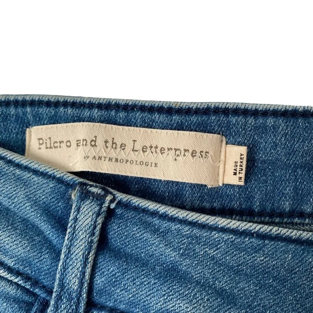 Pilcro Letterpress High-Rise Skinny Bootcut Jeans Button Front size 31 Raw Hem - Image 6
