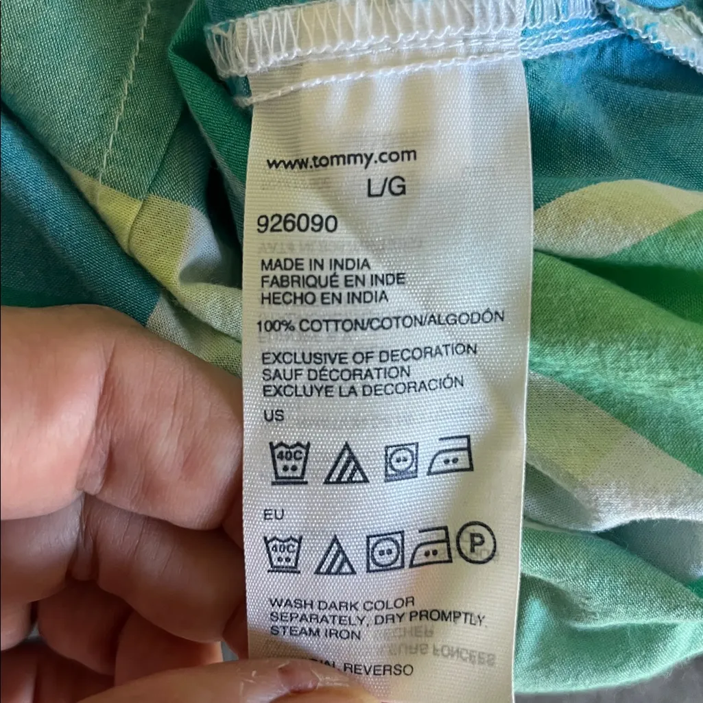 Tommy Hilfiger Green and Blue Checkered button-down Shirt - Image 3