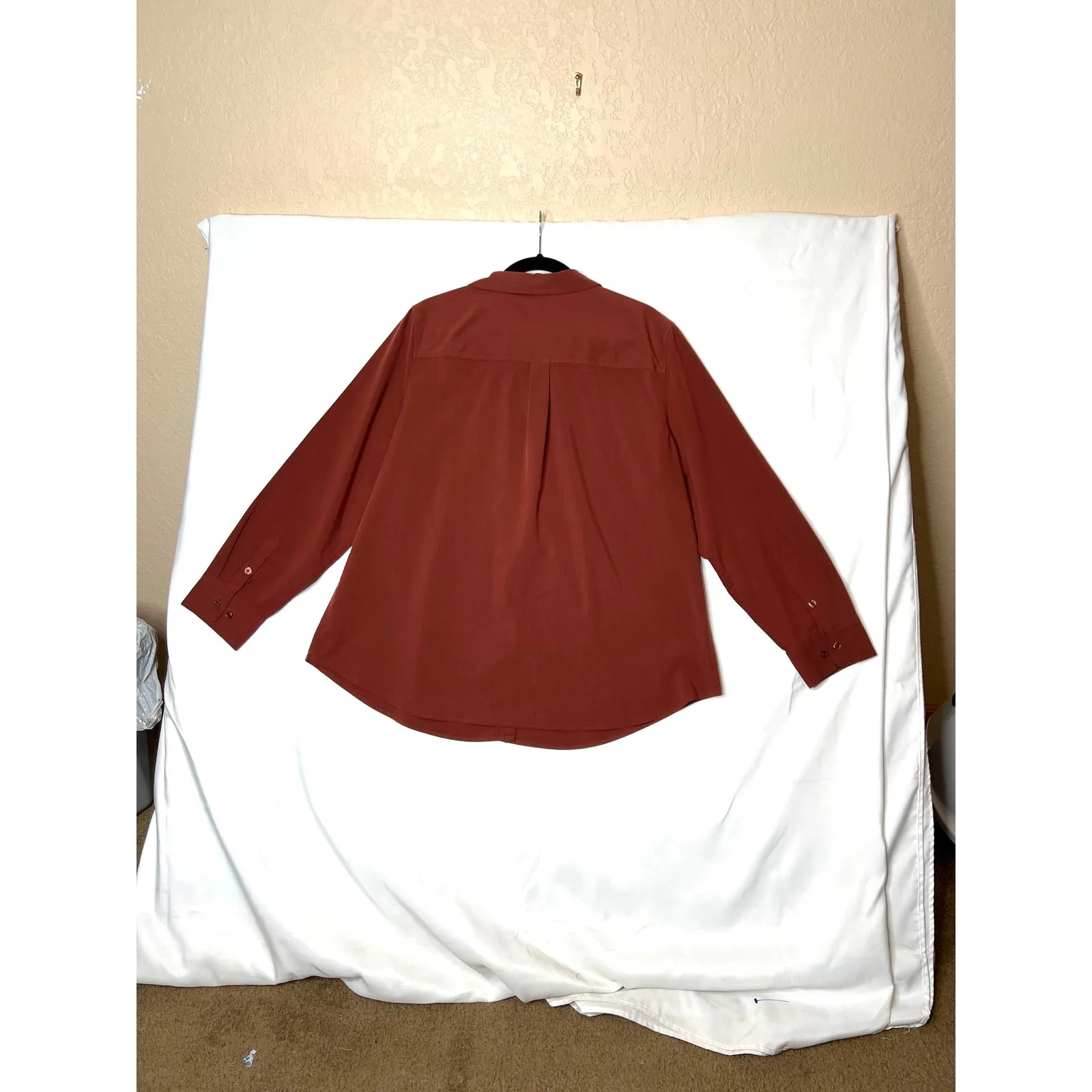 Chico’s size 3 shirt button up brown, long sleeve career basics dressy girl boss Brown - Image 2