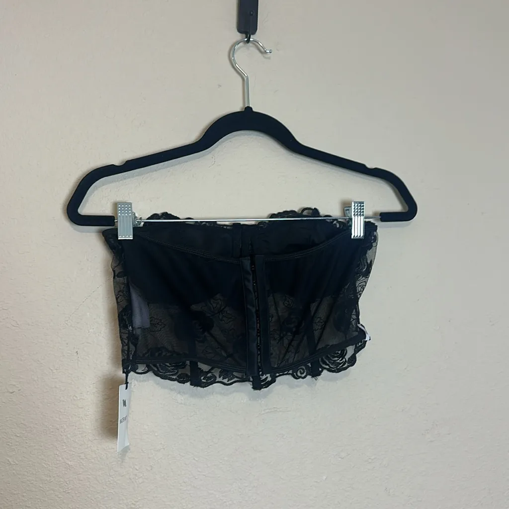 Walter Mitty Black Rose Lace Corset Top Size Medium‎ NWT - Image 5