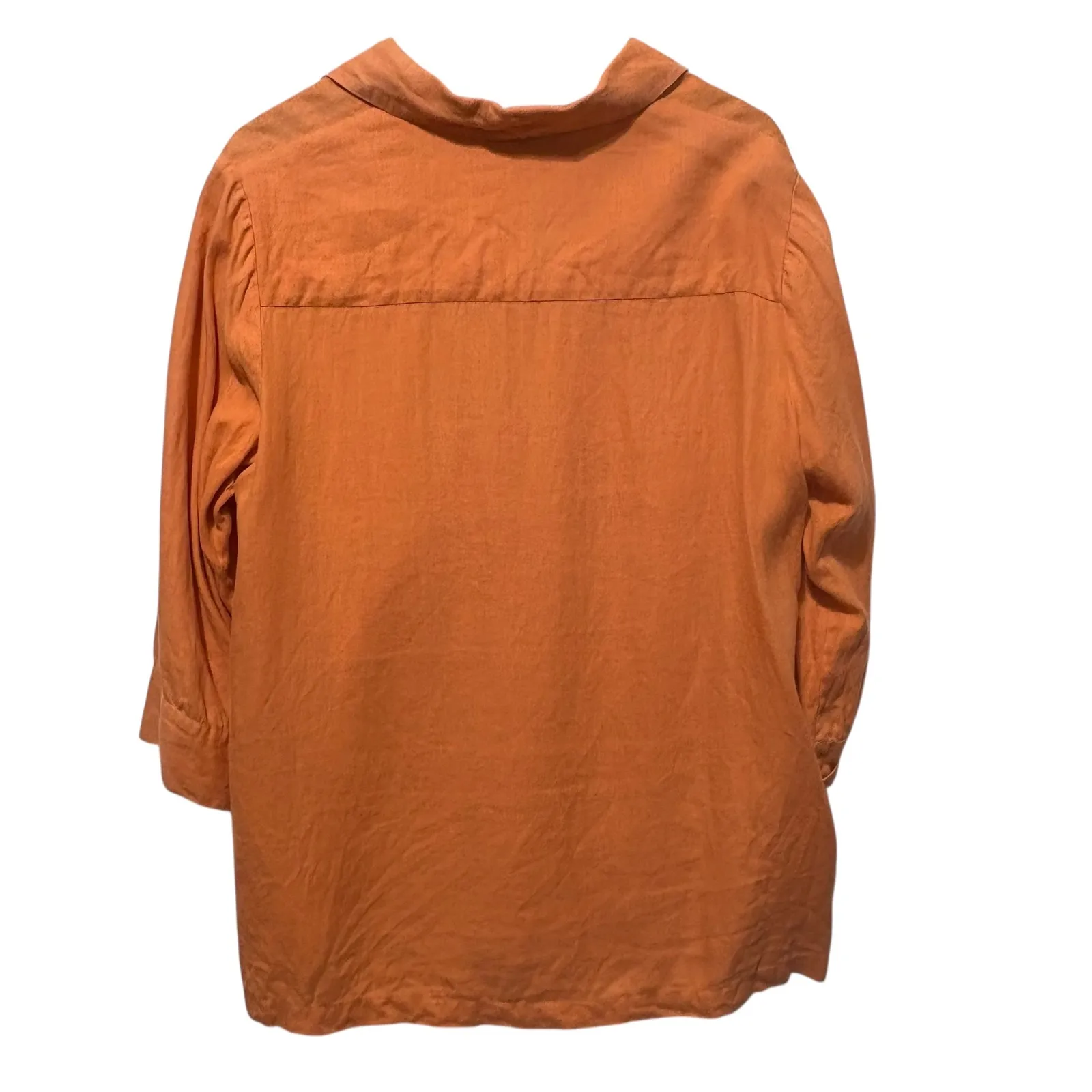 JM Collection Womens Tunic Button Top 14W Orange Linen‎ Coastal Beach Resort - Image 2