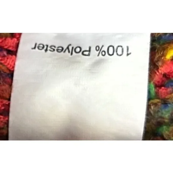 SHEIN Women‎ 14 Colorful Fringe Open Red Hand Woven Knit Cardigan Festive Boho - Image 6