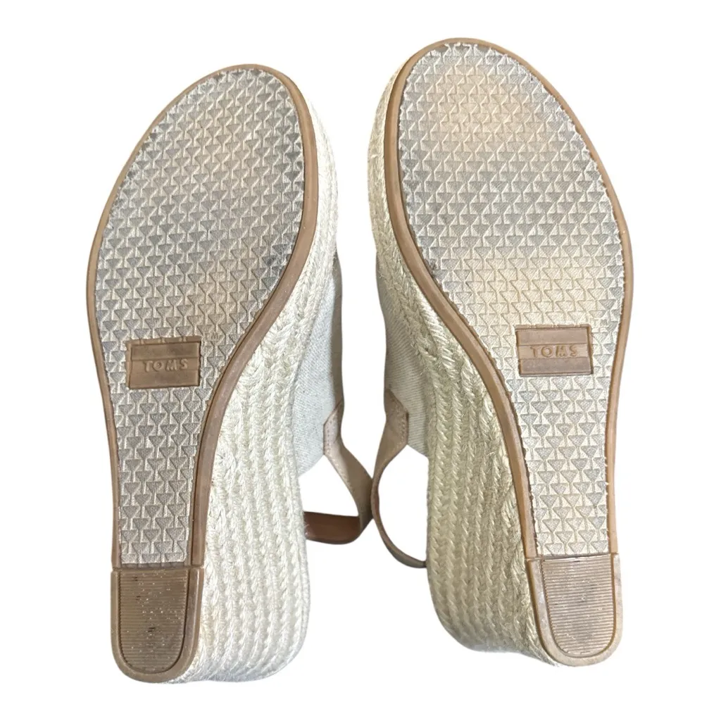 NWOT TOMS Monica Suede Wicker Wedge Sandal in Natural Oxford - Image 6