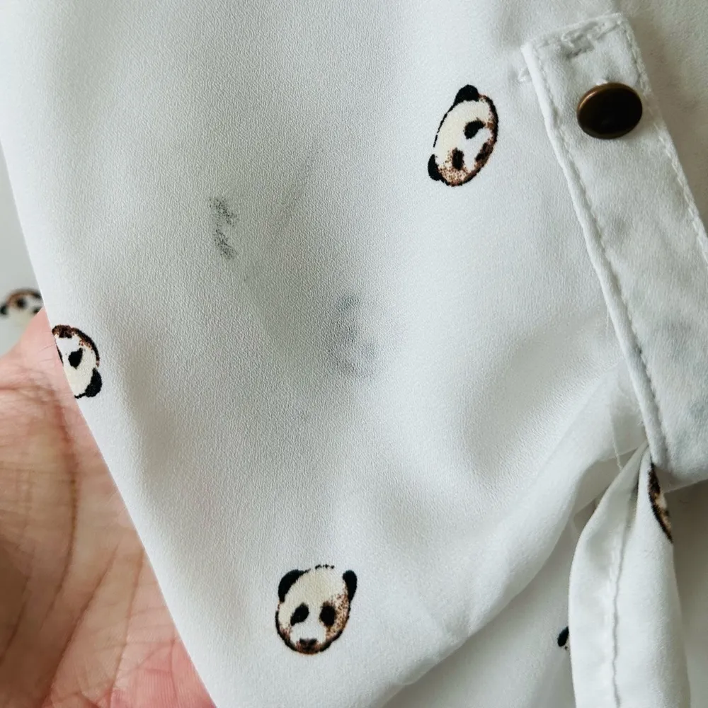 Sweet Rain Women’s Blouse with Zippered Neckline and Panda Design -  Size M - Image 11