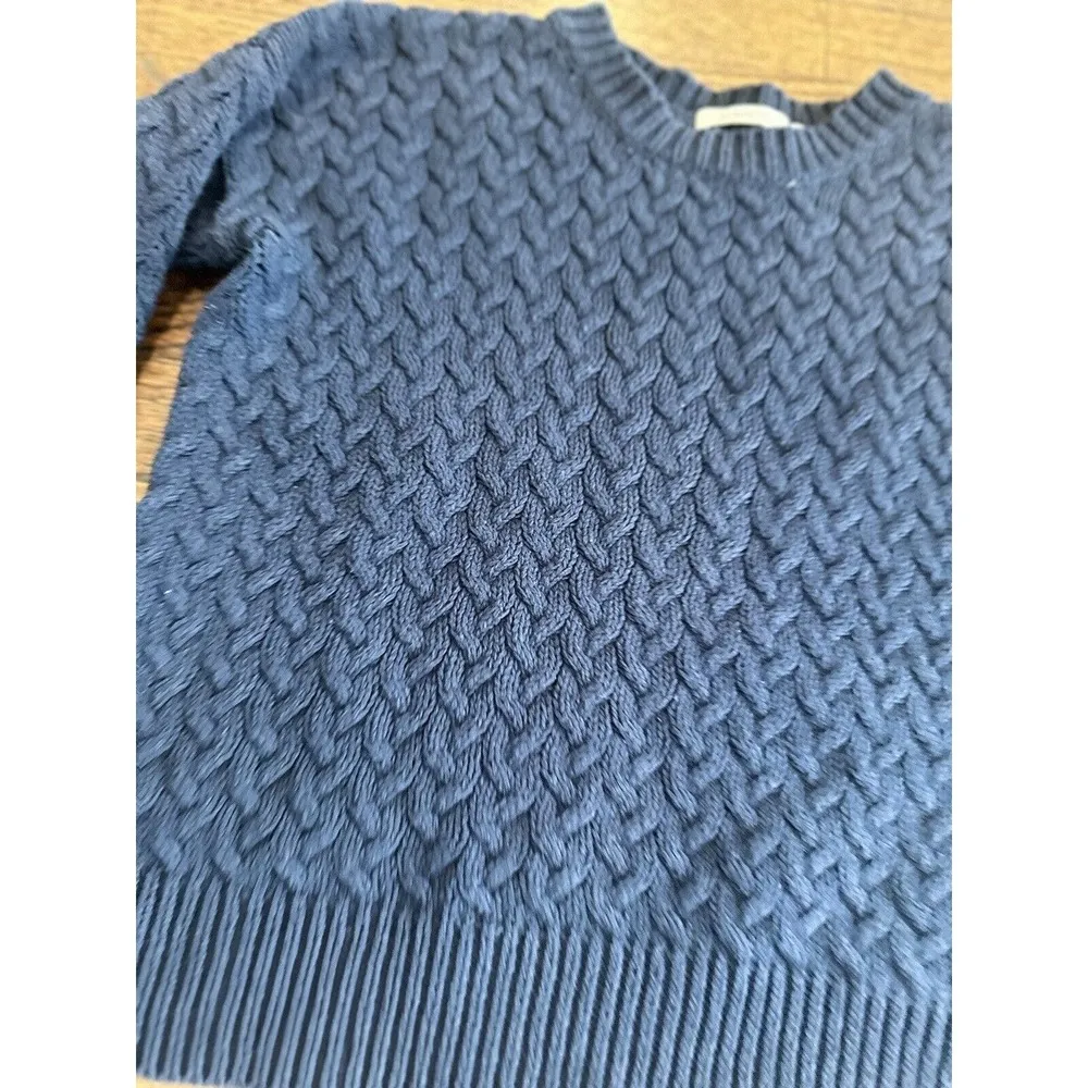 Frnch Paris Navy Blue Chunky Knit Pullover Crewneck Sweater Size Small E08260. - Image 5