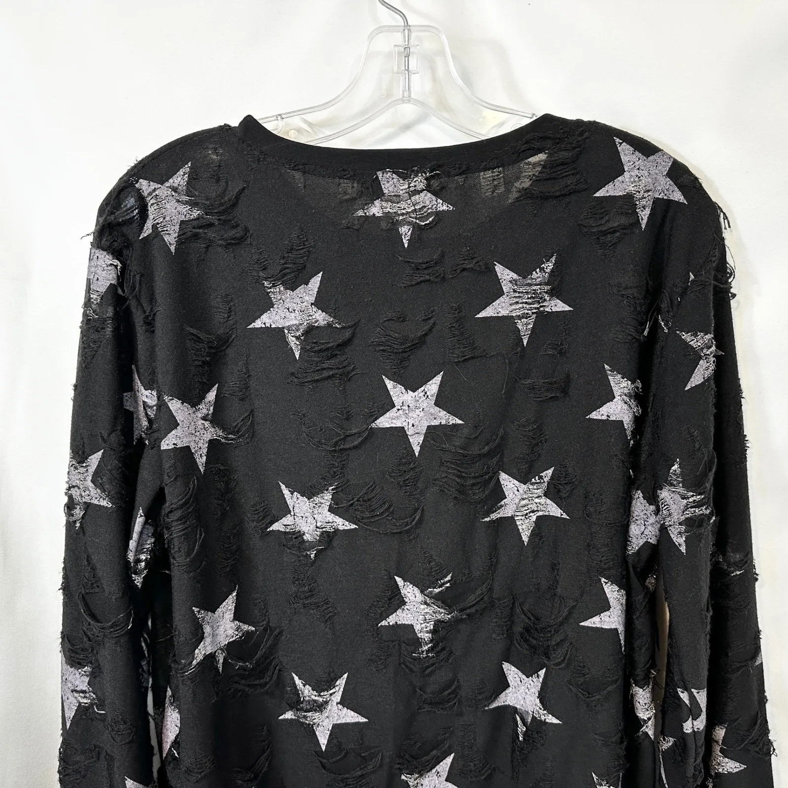 Roberto Cavalli XL Top Black Star Distressed‎ Italy David Rose Grunge Goth 1416 - Image 9