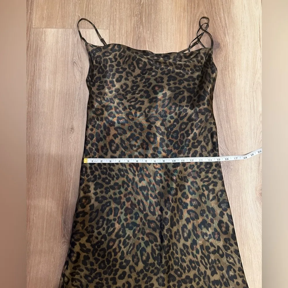 Animal Print Flowing Camisole Midi Slip Dress Green/Black Size S - Image 3