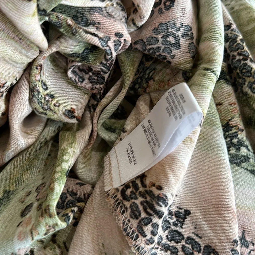 NWT Maison Tara Halter Neck Belted Animal Print Maxi Dress Olive Coca Green Size 14 - Image 7