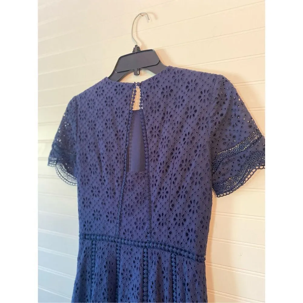Cremieux Floral Embroidered Eyelet Navy Midi Dress - Image 6