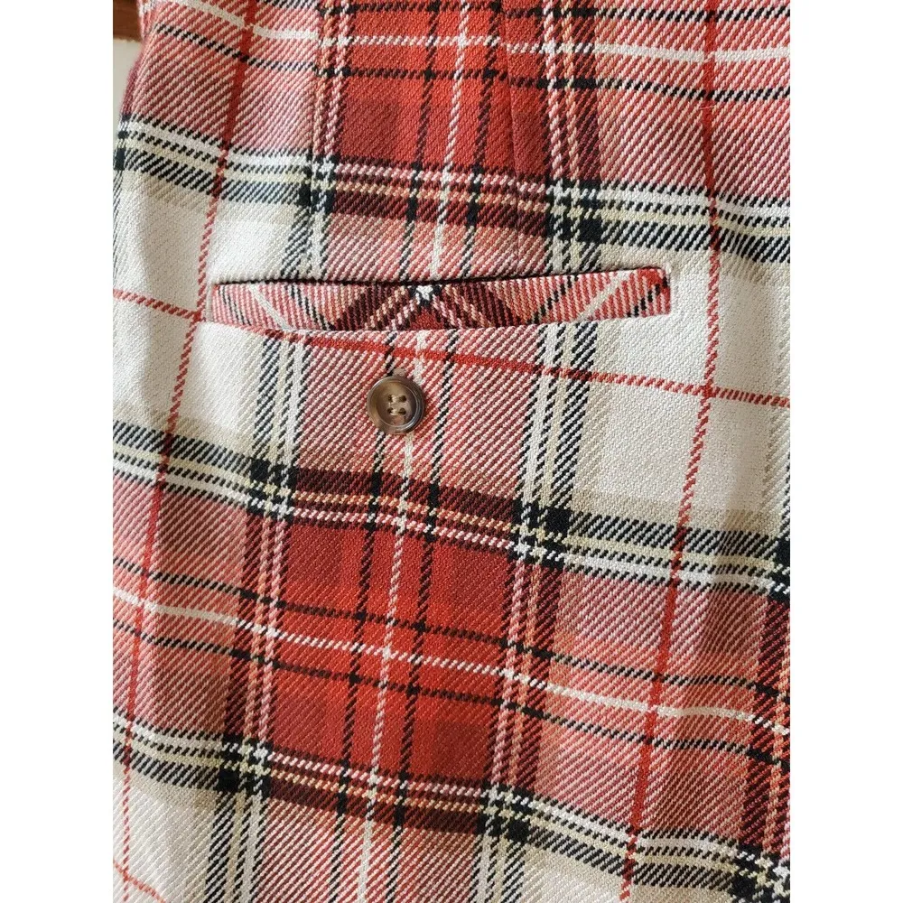 H&M Womens Red White Plaid Pockets Casual Outdoor Belt Loops Pants Size 10 - Image 6