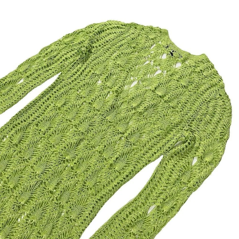 SER.O.YA Allison Crochet‎ Cardigan in Lime Green Size M - Image 9