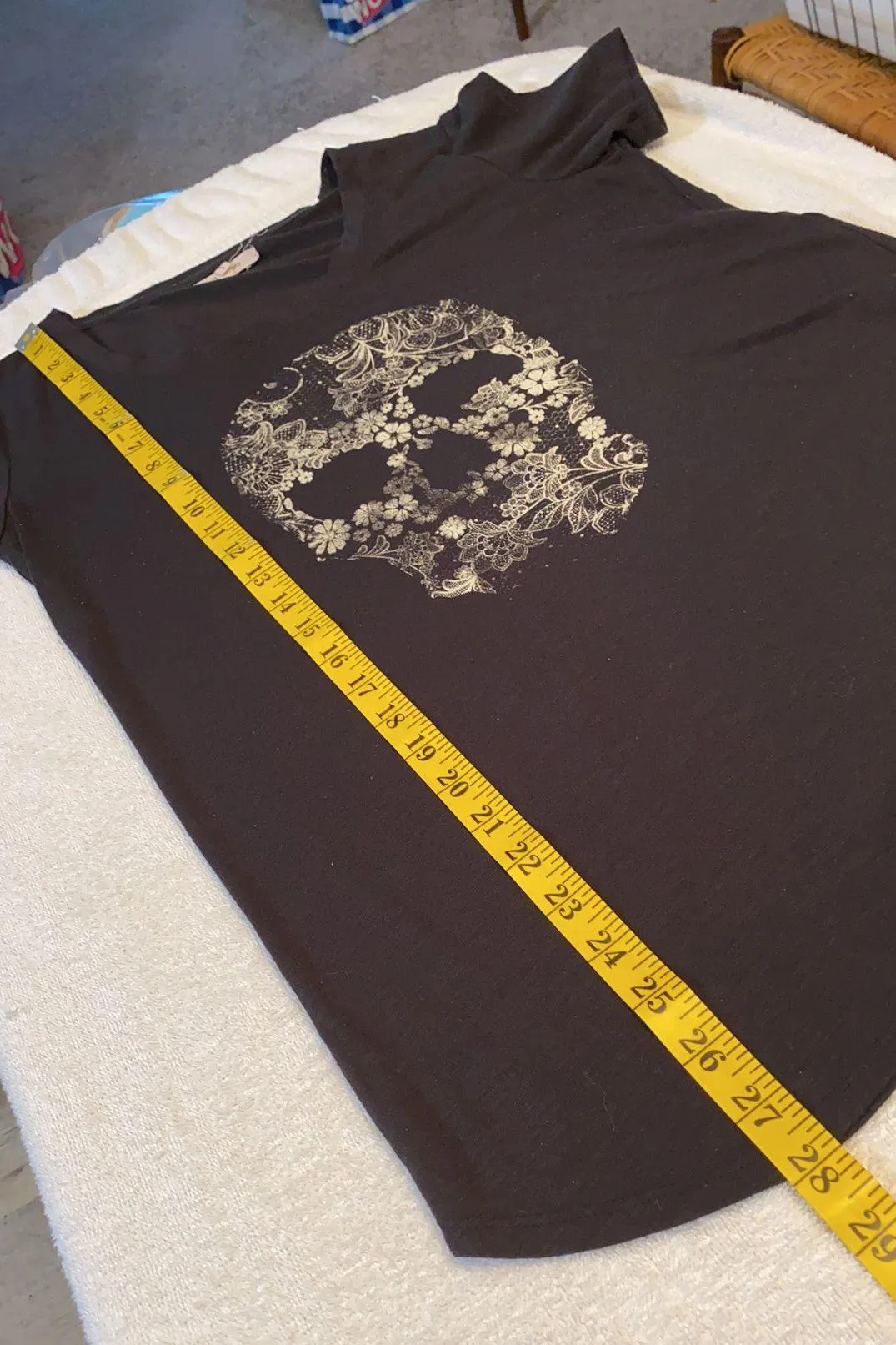 Maurices T-shirt floral skull print size small - Image 3