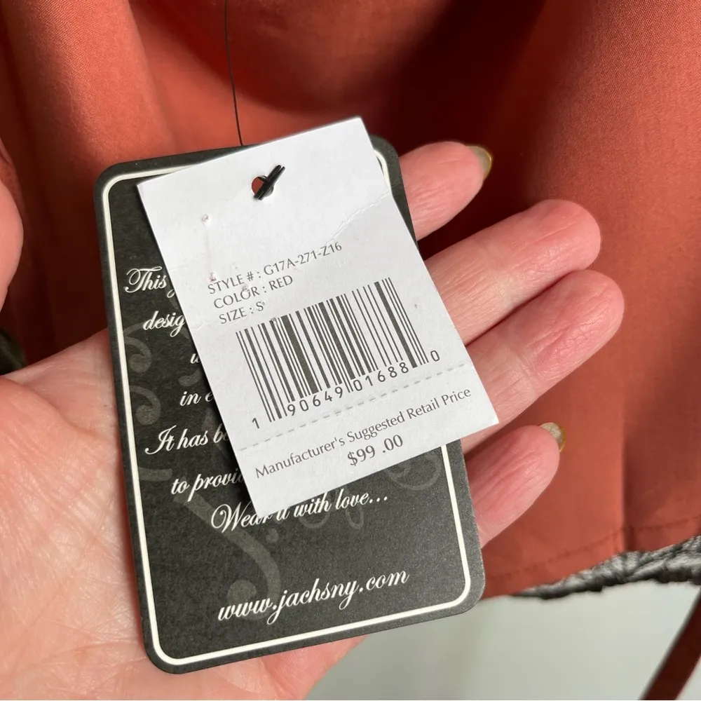 NWT Jach's Girlfriend Crop Tank Top Lace Orange Brown Strappy Tassels Small - Image 6