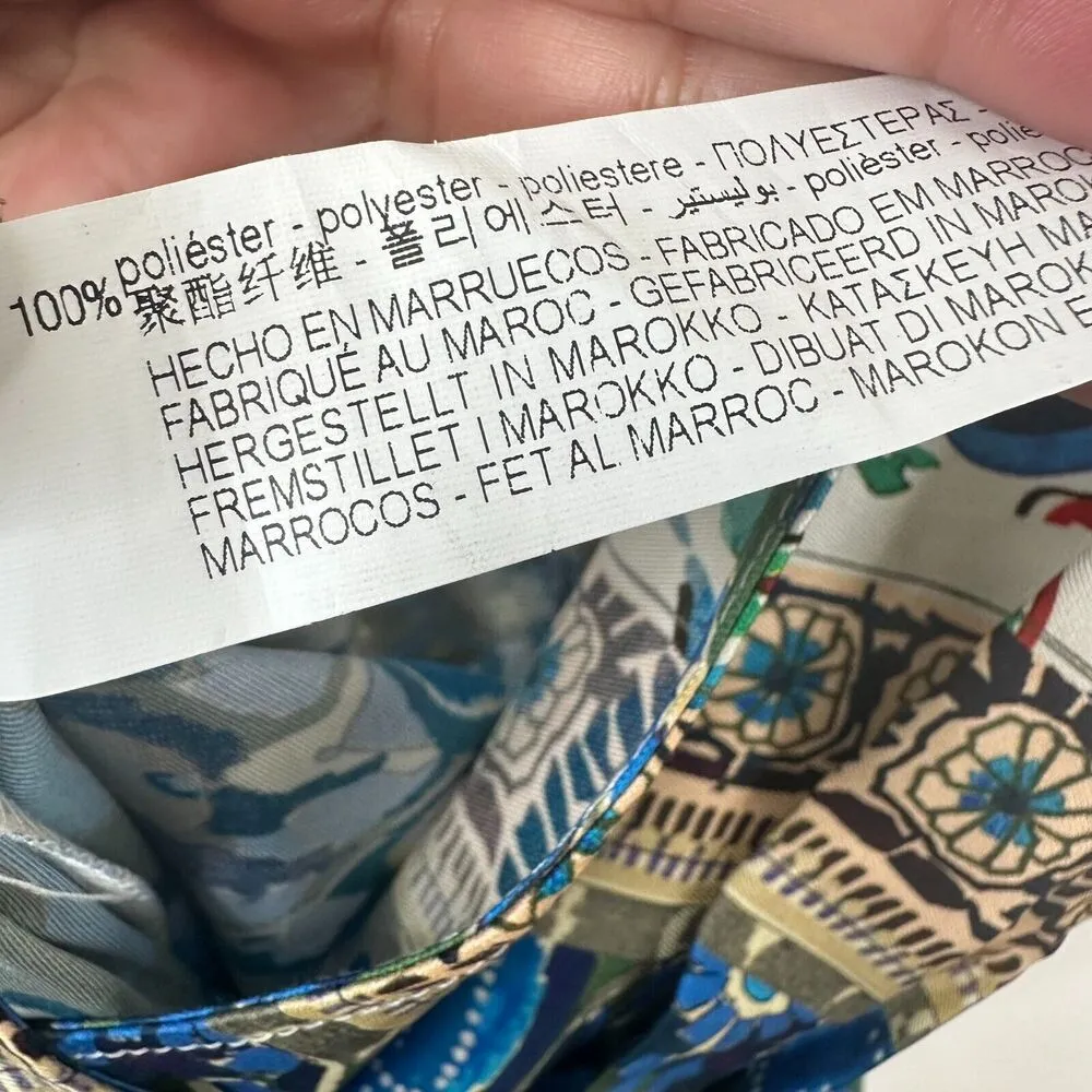 NEW Zara Size L Wide Leg Satin Jumpsuit Paisley Floral Sleeveless Mixed Print - Image 10