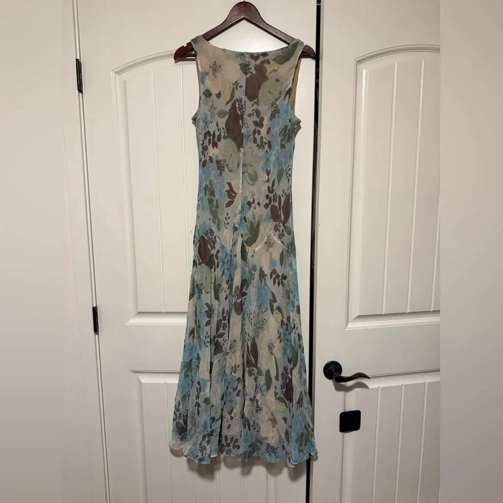 NWT Silk Charter Club Blue Floral Maxi Dress - Image 5