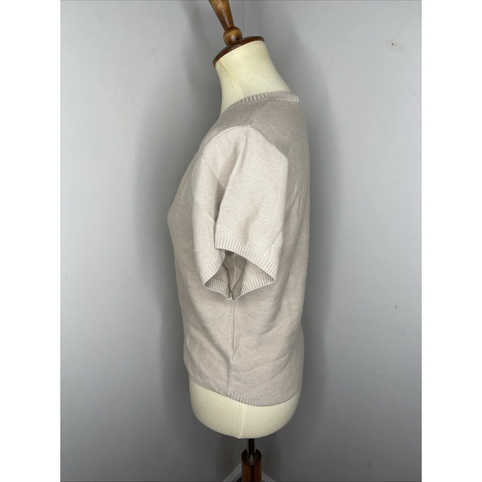 New The Reset R Label Mixer Wool Knit Sweater Short Sleeve Brown Line Small S - Image 2