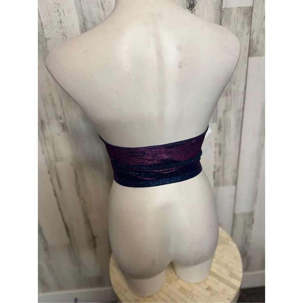 Bear Dance Blue Glitter Lace-Up Tube Top Corset – Size L - Image 12