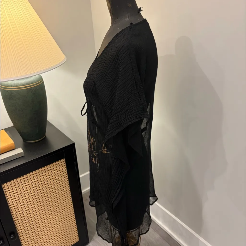 Club Z Collection Black Boho Whimsigoth Festival Floral Sheer Cover - Image 4