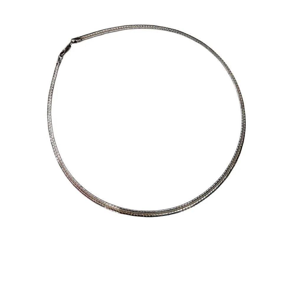 Italian Genuine Solid Sterling‎ Silver 6mm 18" Omega Chain Layering Necklace - Image 3