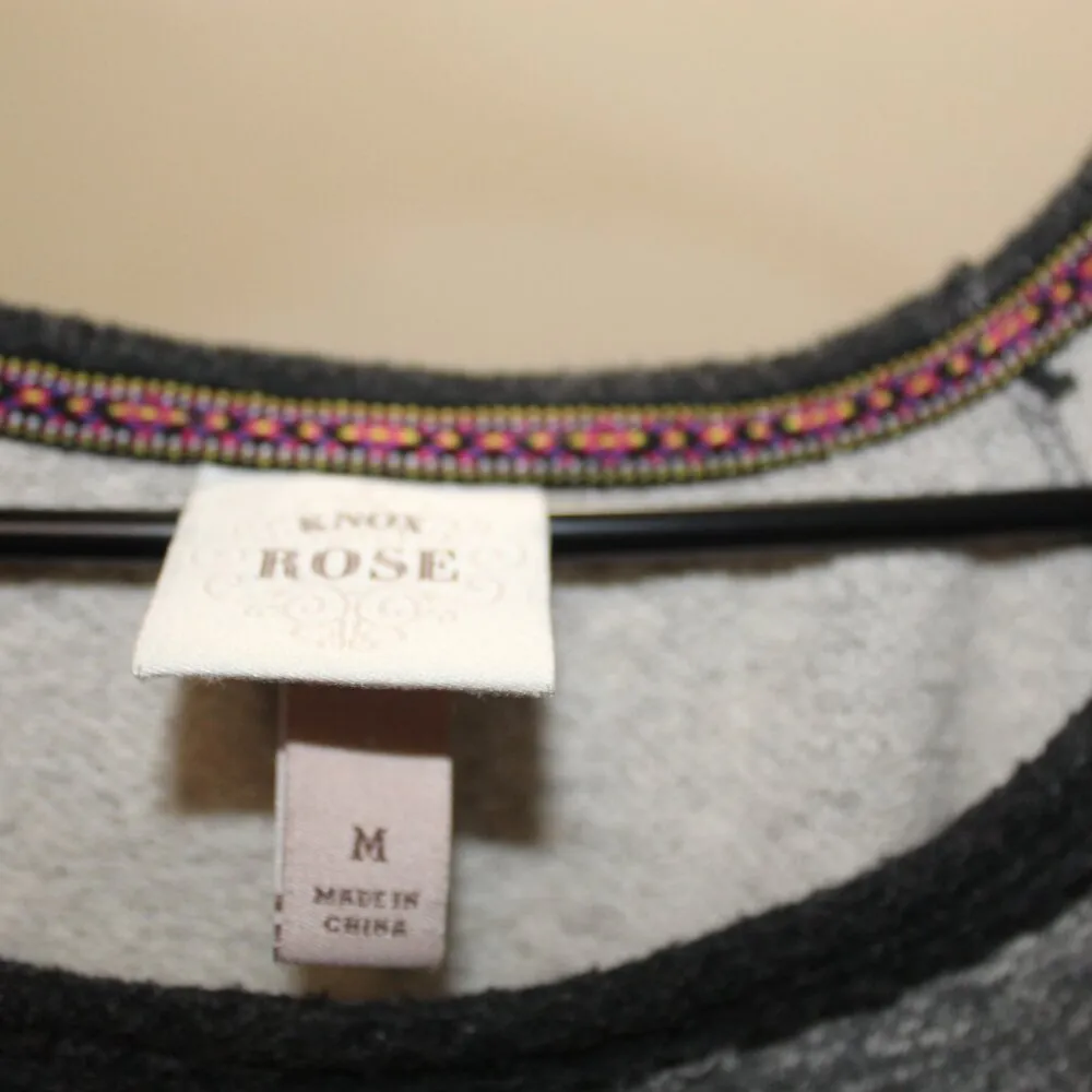 Knox Rose Embroidered Sweater Grey Floral Women’s Size Medium - Image 4