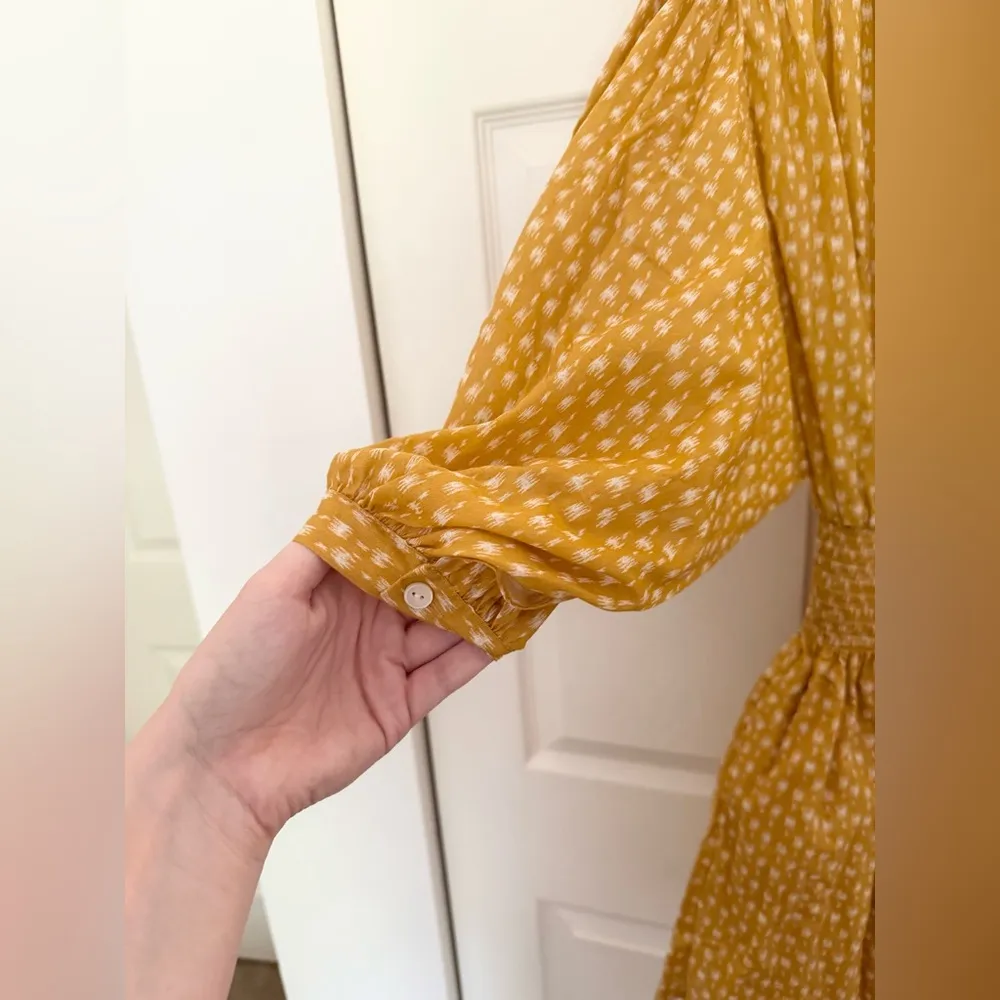 NWT Rebecca Taylor Ikat Shirt Dress Marigold Yellow Printed ShirtDress Size XS - Image 5