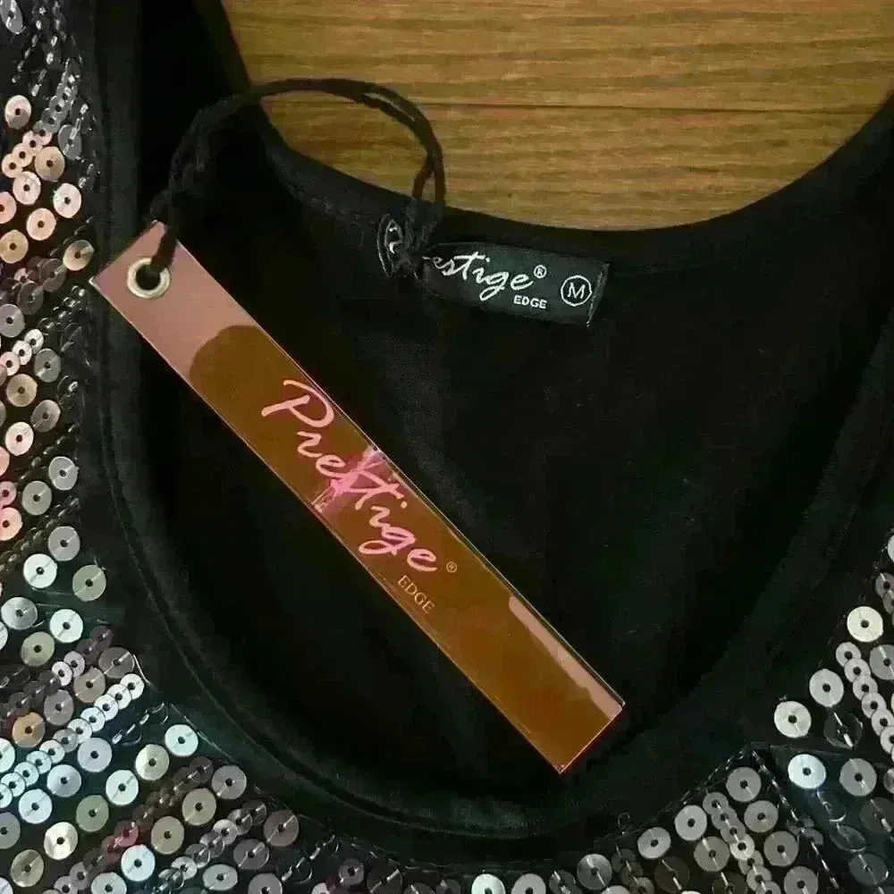 New with Tags Sequin Bodycon Mini Tube Dress Size Medium Party Date Night Disco Silver - Image 5