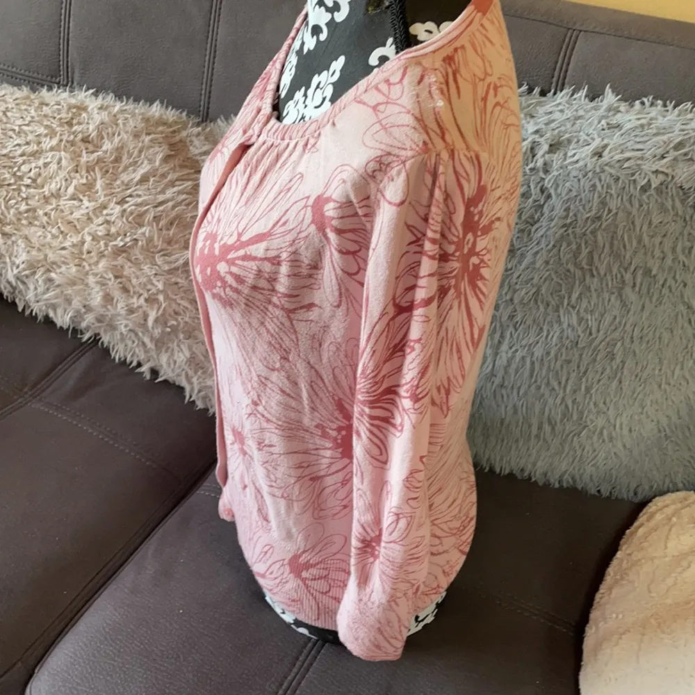 APT. 9 Pink Flower Print Cardigan Size Small - Image 4