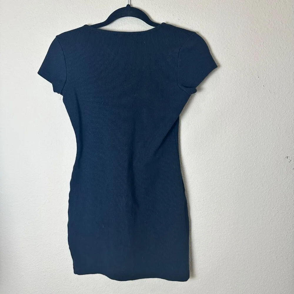 PRINCESS POLLY Cap Sleeve Mini Dress Size 6 Ribbed Bodycon Black - Image 6