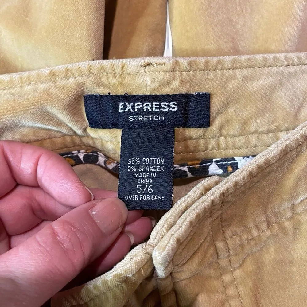 Express Stretch Womens Pants Tan Velvet Flare Hem‎ Khaki Jeans Size 5/6 Boho - Image 5