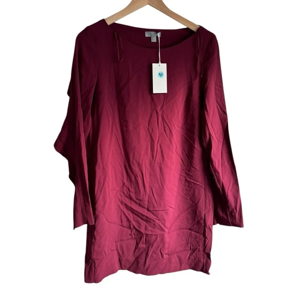 COS Scalloped Long Sleeved Mini Nubu Dress Burgundy‎ Maroon 4 - Image 3