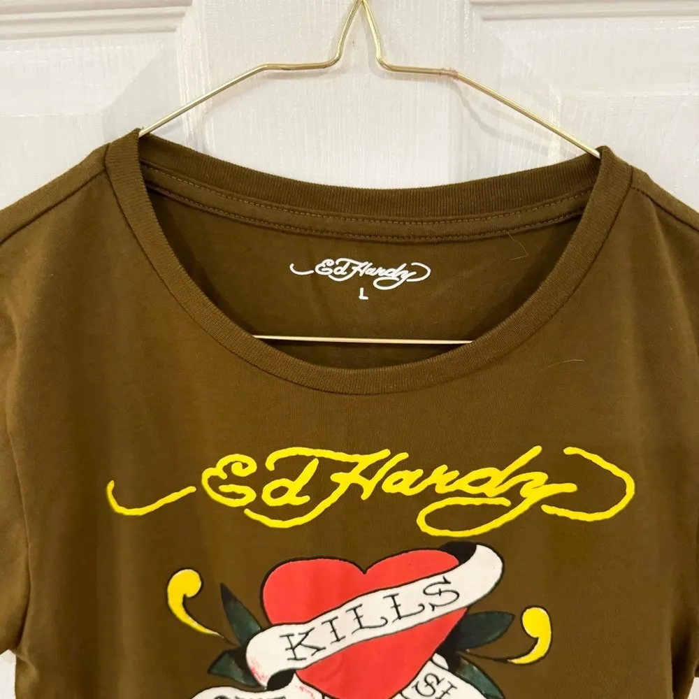 Ed Hardy LOVE KILLS SLOWLY crop top LARGE - Image 3