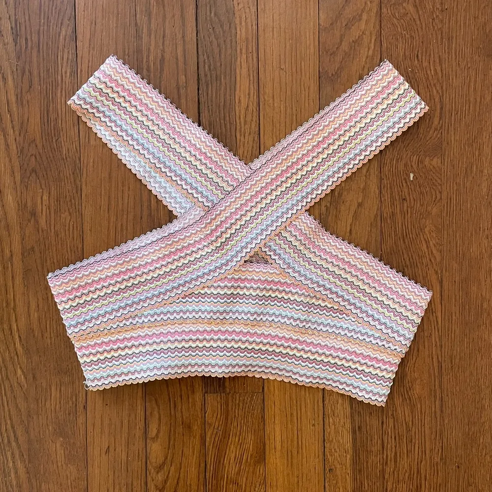 Hobie Bandage Detail Hipster Bikini Crop Knit Colorful Stripe Top -  Small - Image 3