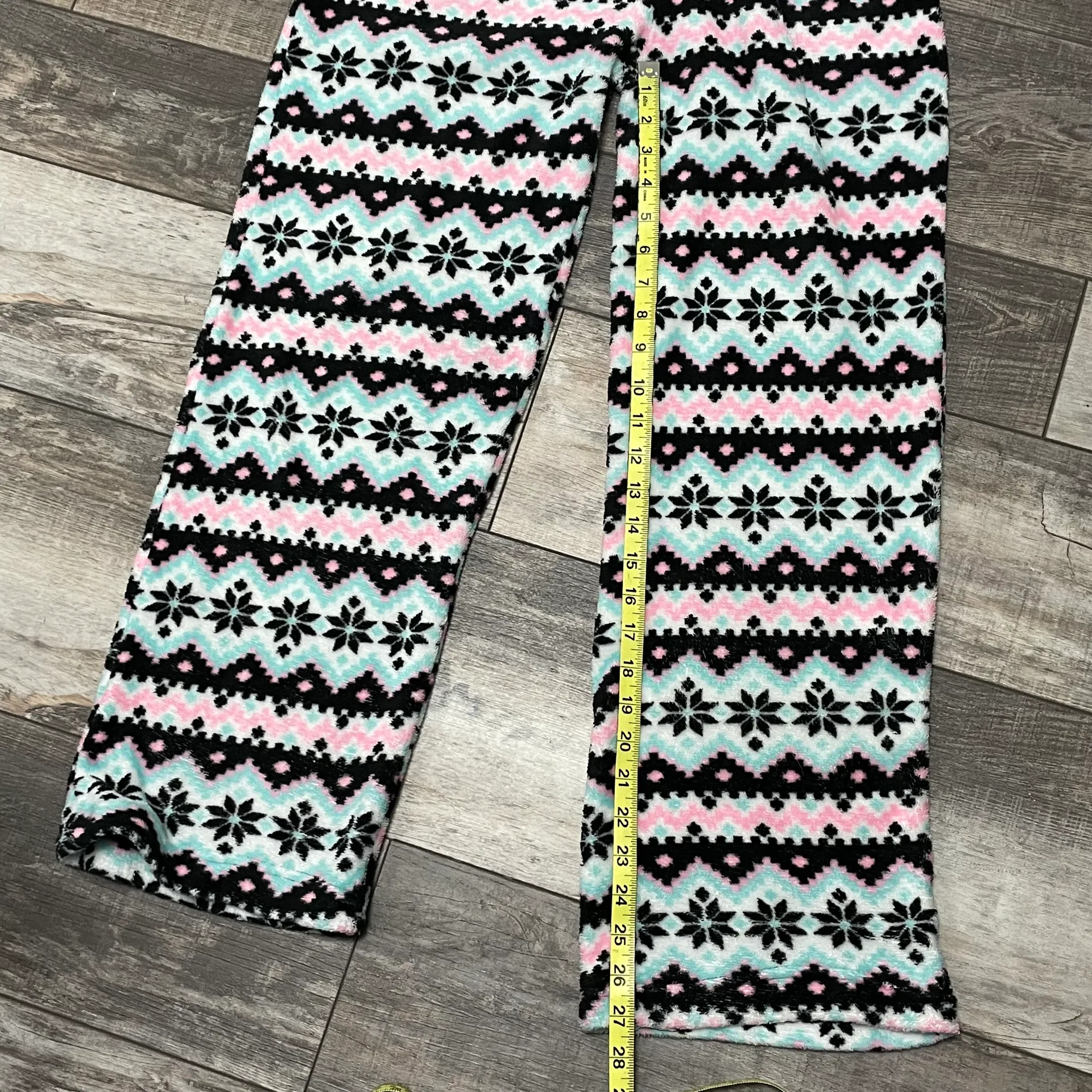 Fuzzy Pajama pants aqua and pink M Size M - Image 7