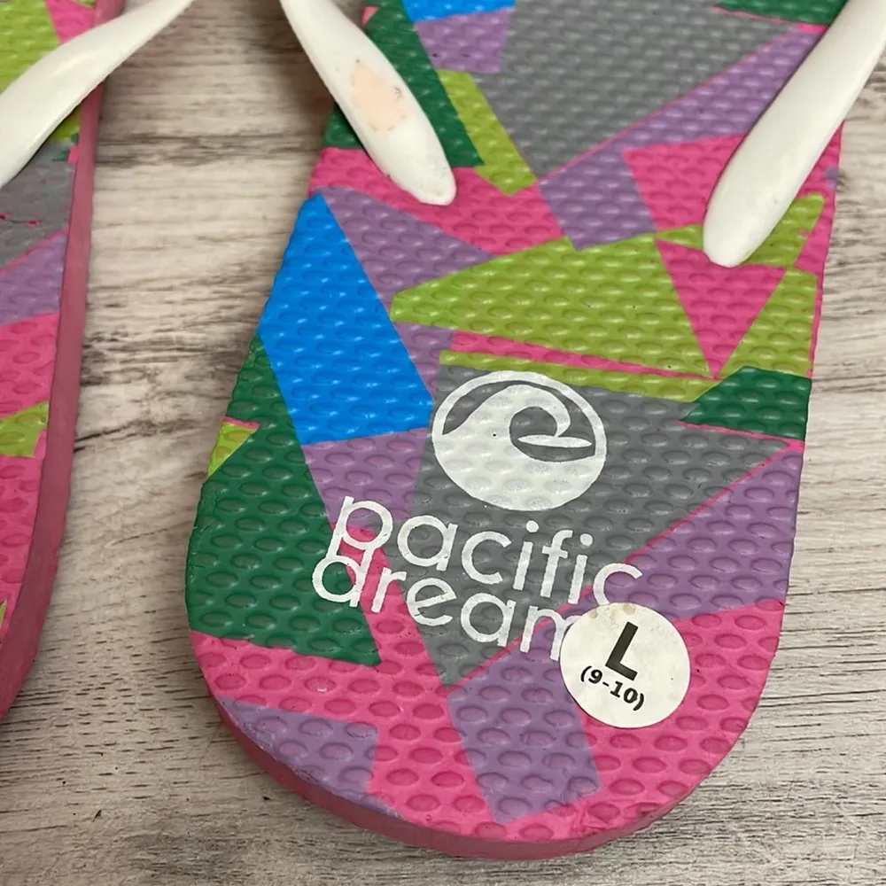 NWT - Pacific Dreams Pink with White Flip Flops Size L (9-10) - Image 4